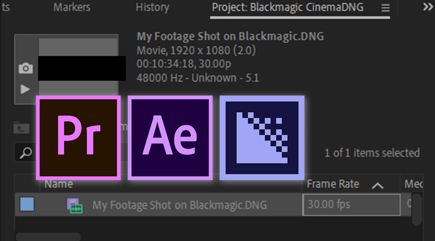 CinemaDNG (Compressed from Blackmagic cameras) : How to Import natively into Adobe Premiere Pro, After Effects and Media Encoder